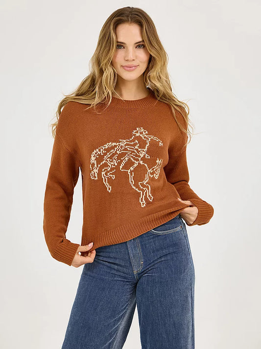 Wrangler Women’s Horse Intarsia Crew Neck Sweater