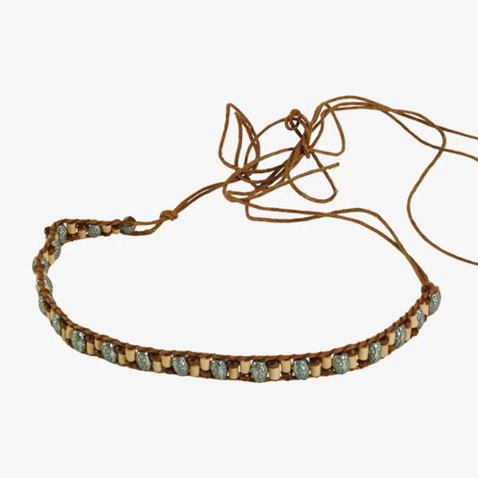 American Hat Makers Cyan |Twine Hat Band With Mini Beads