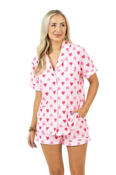 Katydid Light Hot Pink Heart Design Loungewear Set
