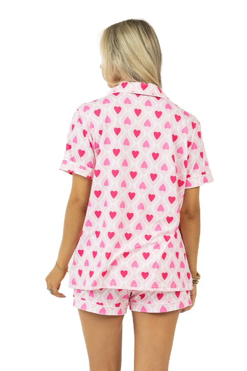 Katydid Light Hot Pink Heart Design Loungewear Set
