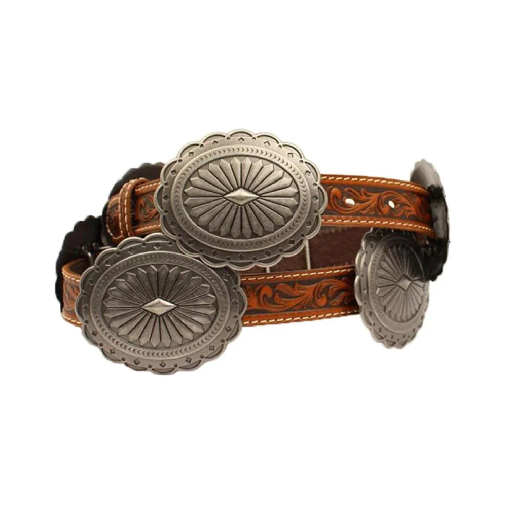 M&F Ariat Women’s Oval Floral Silver Concho Belt