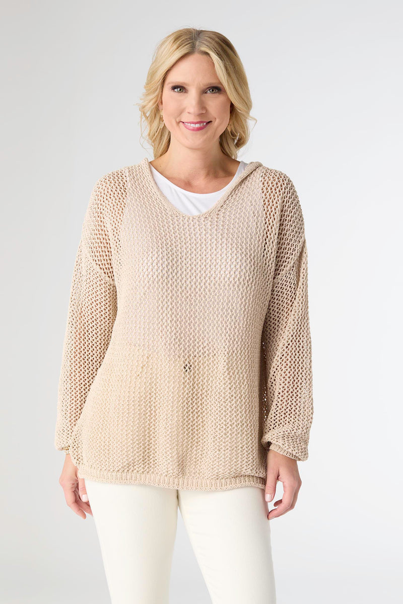 Coco+Carmen Celandine Open Weave Hooded Sweater