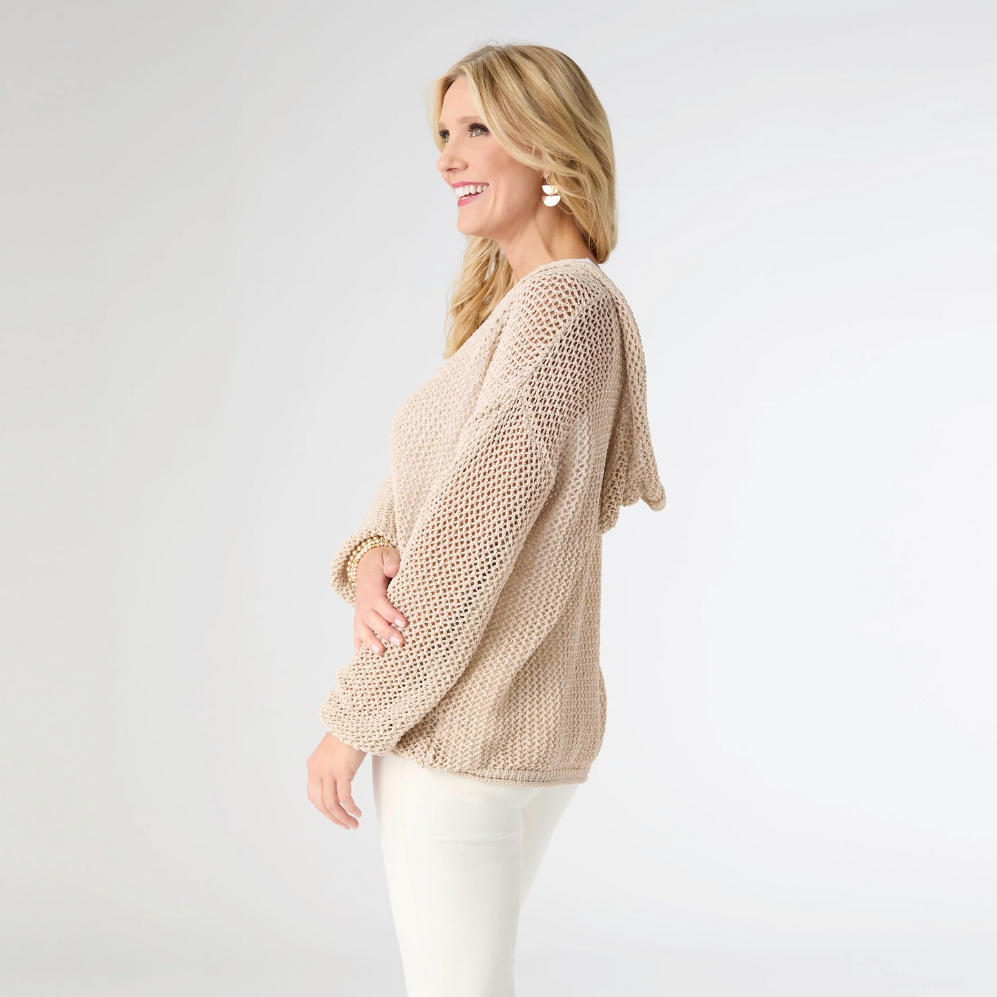 Coco+Carmen Celandine Open Weave Hooded Sweater