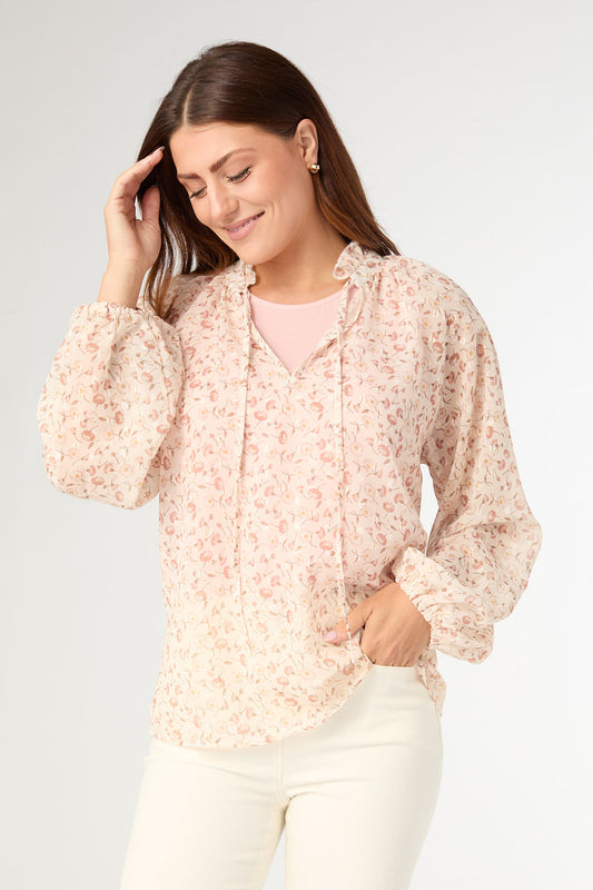 Coco+Carmen Maggie Flowy Chiffon V-Neck Top
