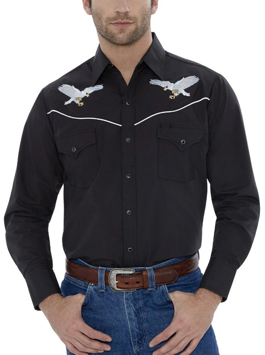 Ely Cattleman Fly Eagle Embroidered Snap Button Shirt