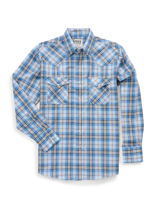 Ely Cattleman Long Sleeve Plaid Western Snap Shirt