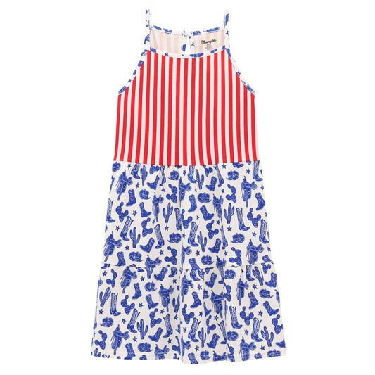 Wrangler Girl’s Red White and Blue Striped Dress