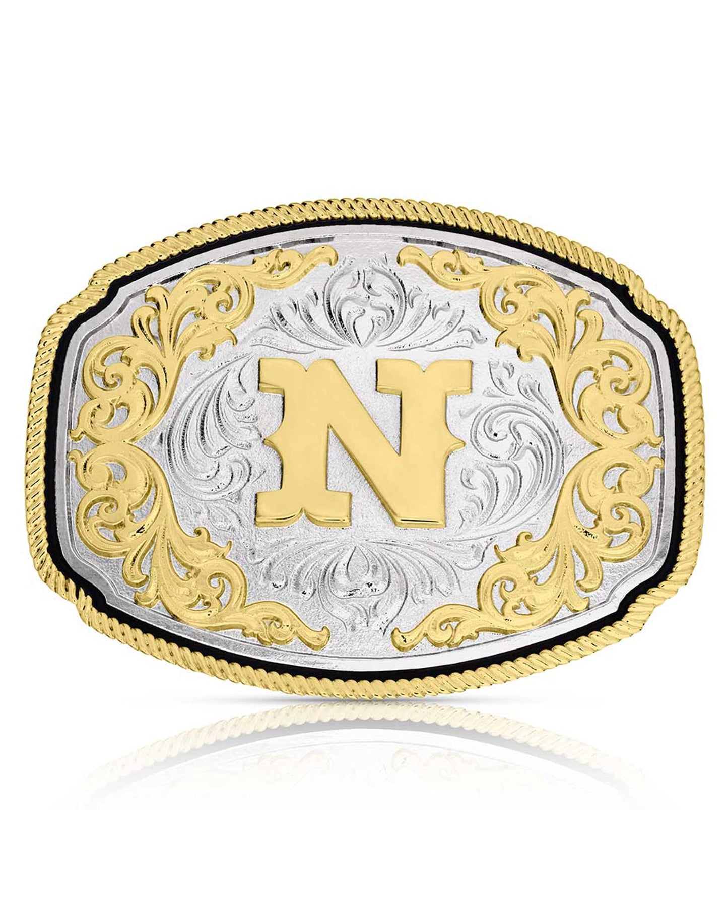 Attitude Buckles Western Initial Belt Buckle- N