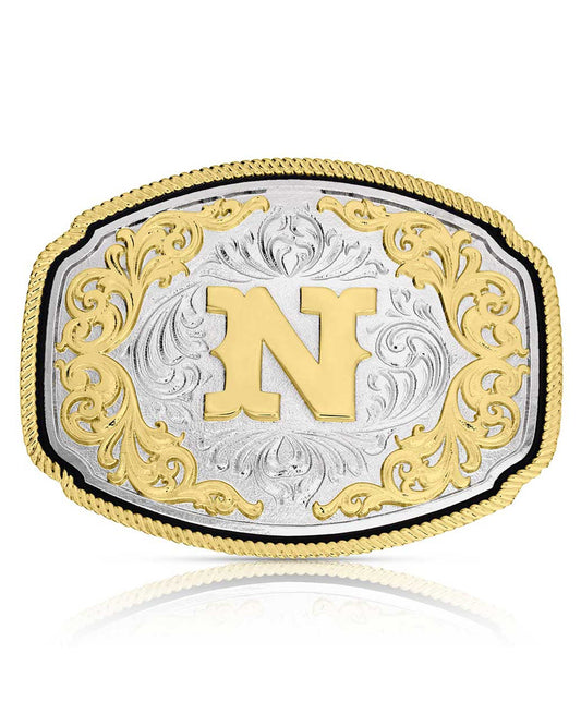 Attitude Buckles Western Initial Belt Buckle- N