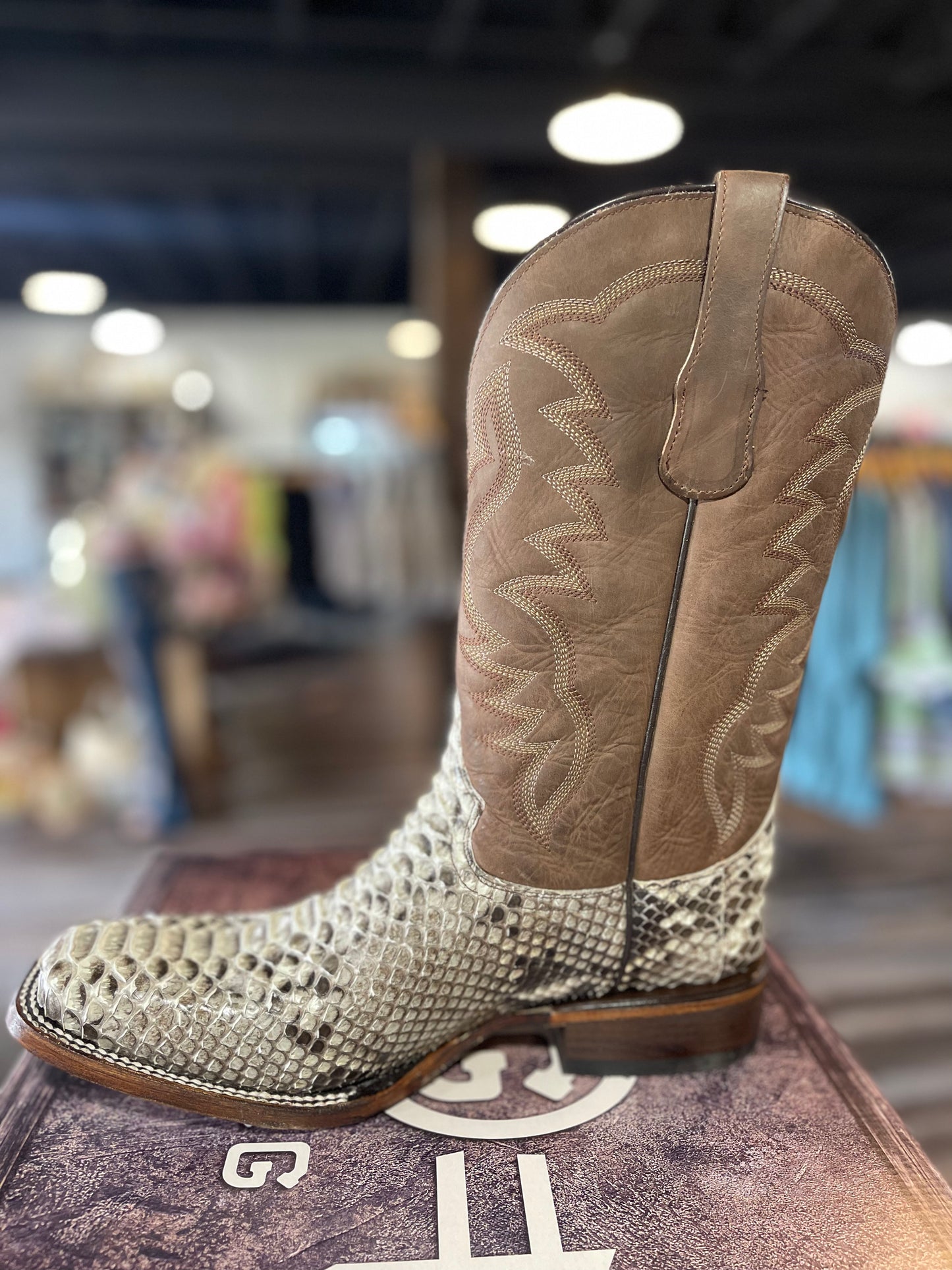 Circle G Corral Mens NAT BRN Python Boots