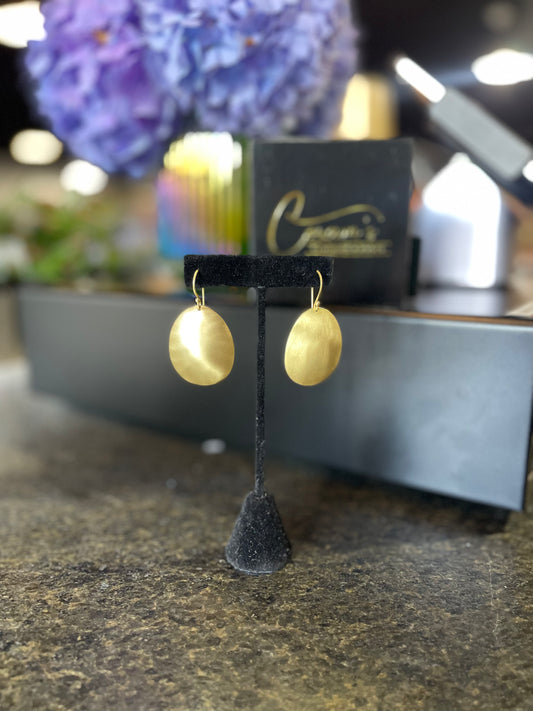 Brushed Gold Round Earrings