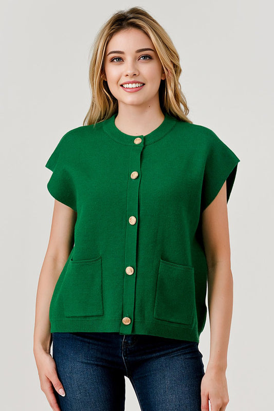 Pixi + Ivy Green Cardigan Vest