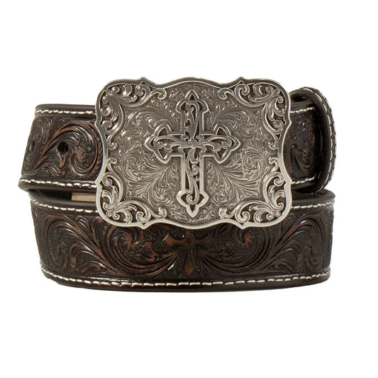Nocona YouthWestern Embossed Belt with Cross Buckle