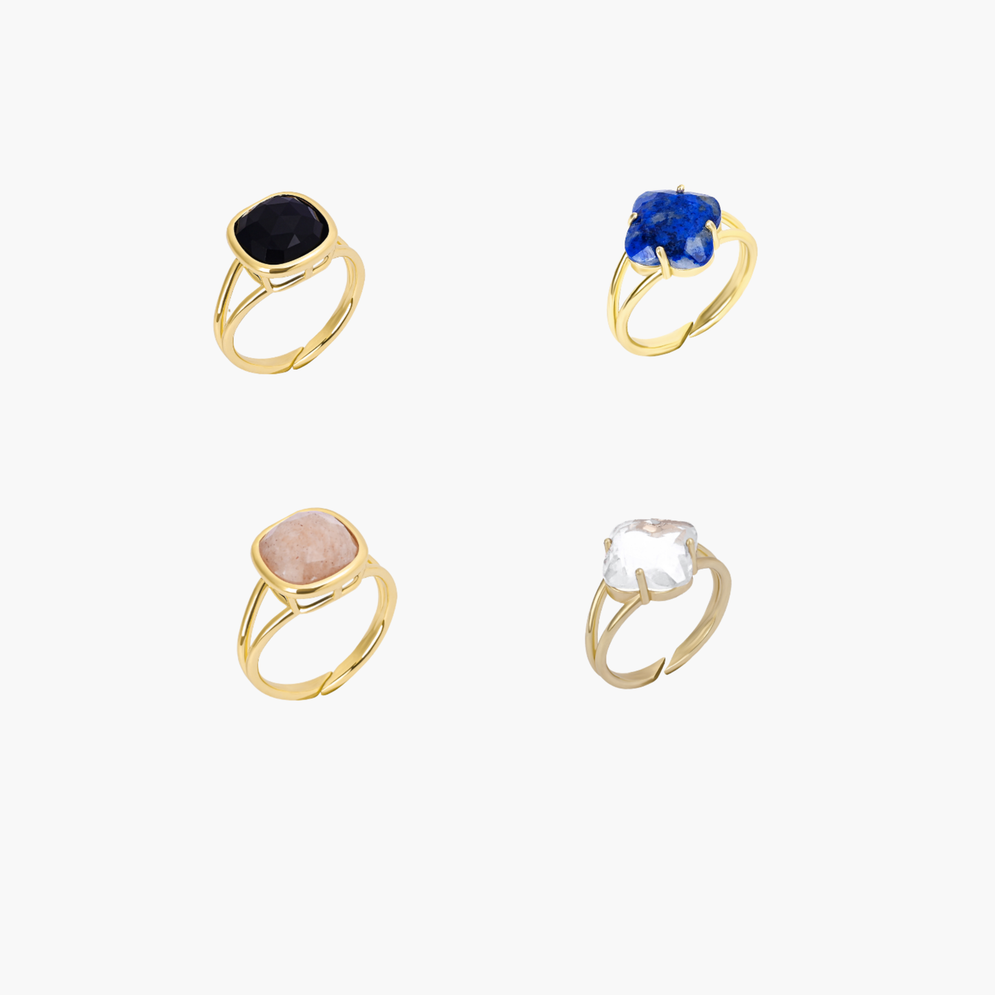 Natural Stone Adjustable Rings Pack