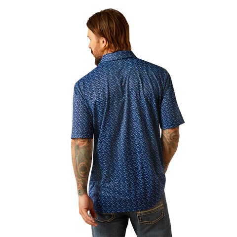 Ariat MNS All Over Print SS Blue Polo
