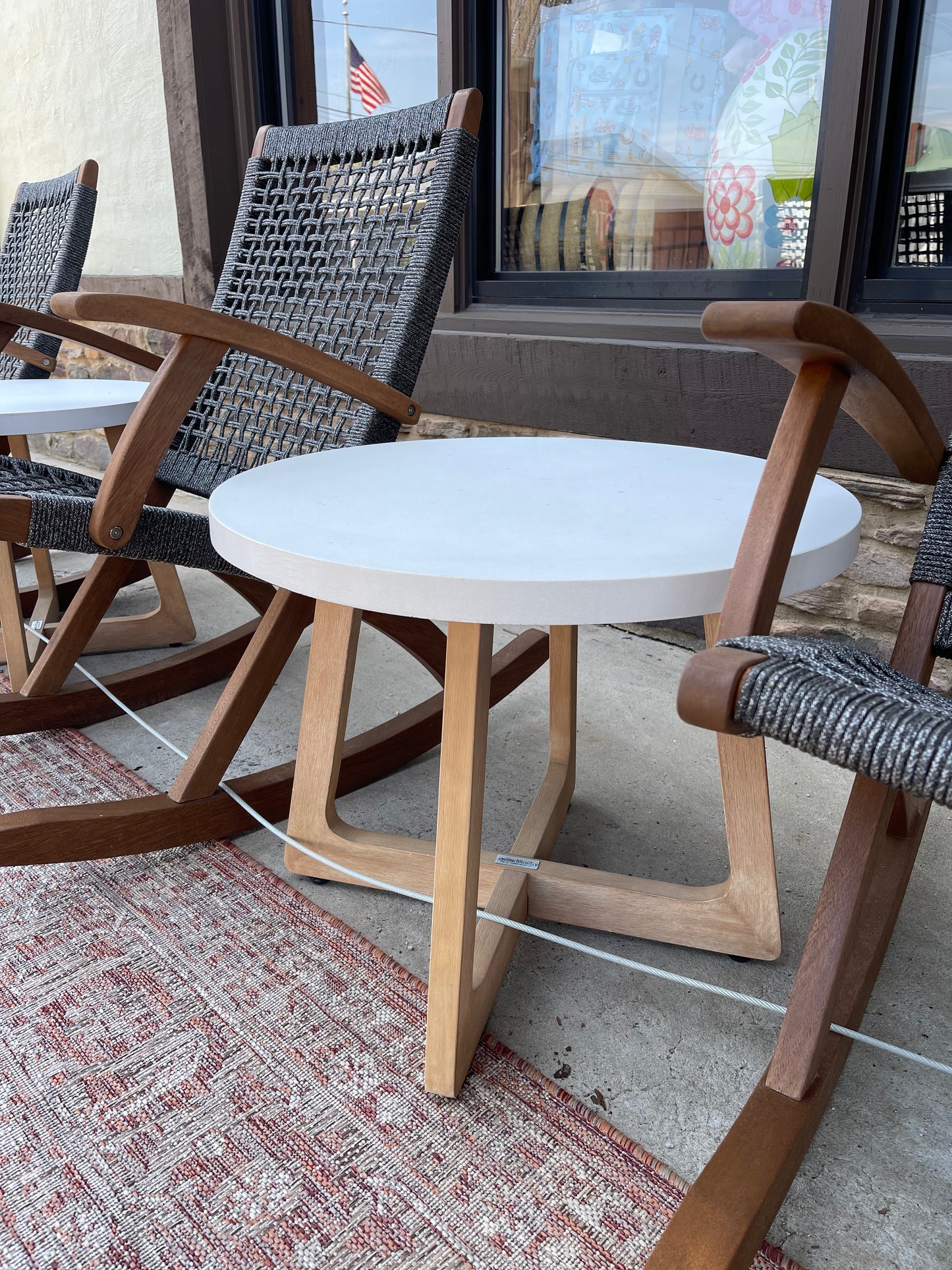 Antique Wash & Ivory Composite Accent Table
