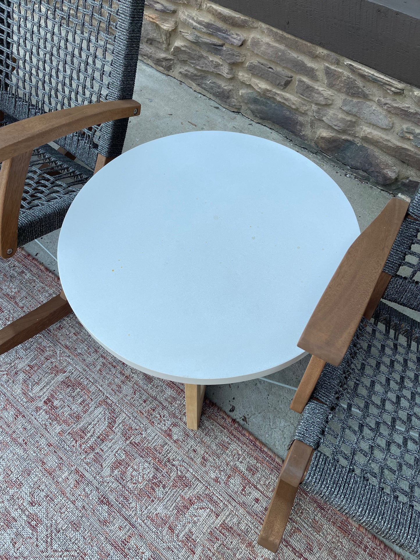 Antique Wash & Ivory Composite Accent Table
