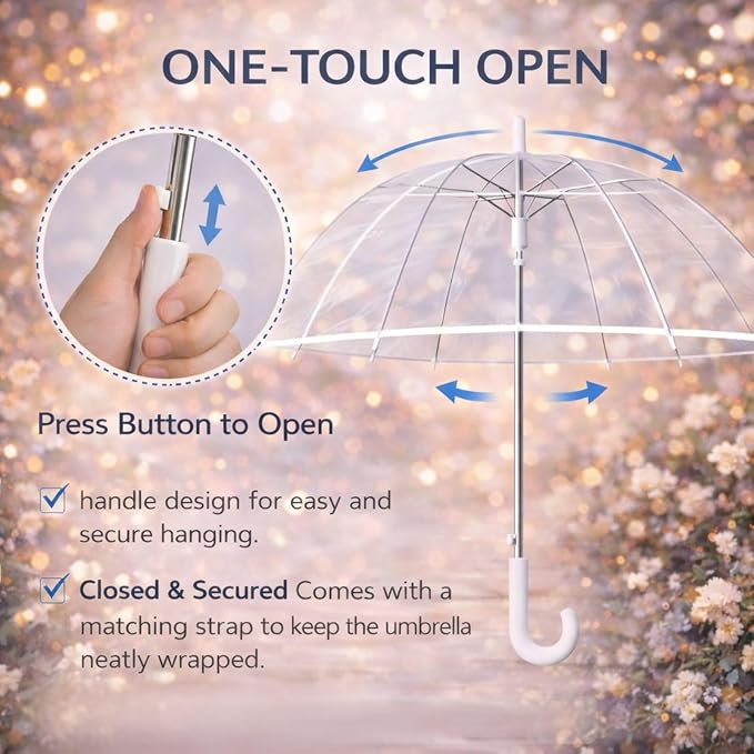 39-Inch Large Clear Umbrella