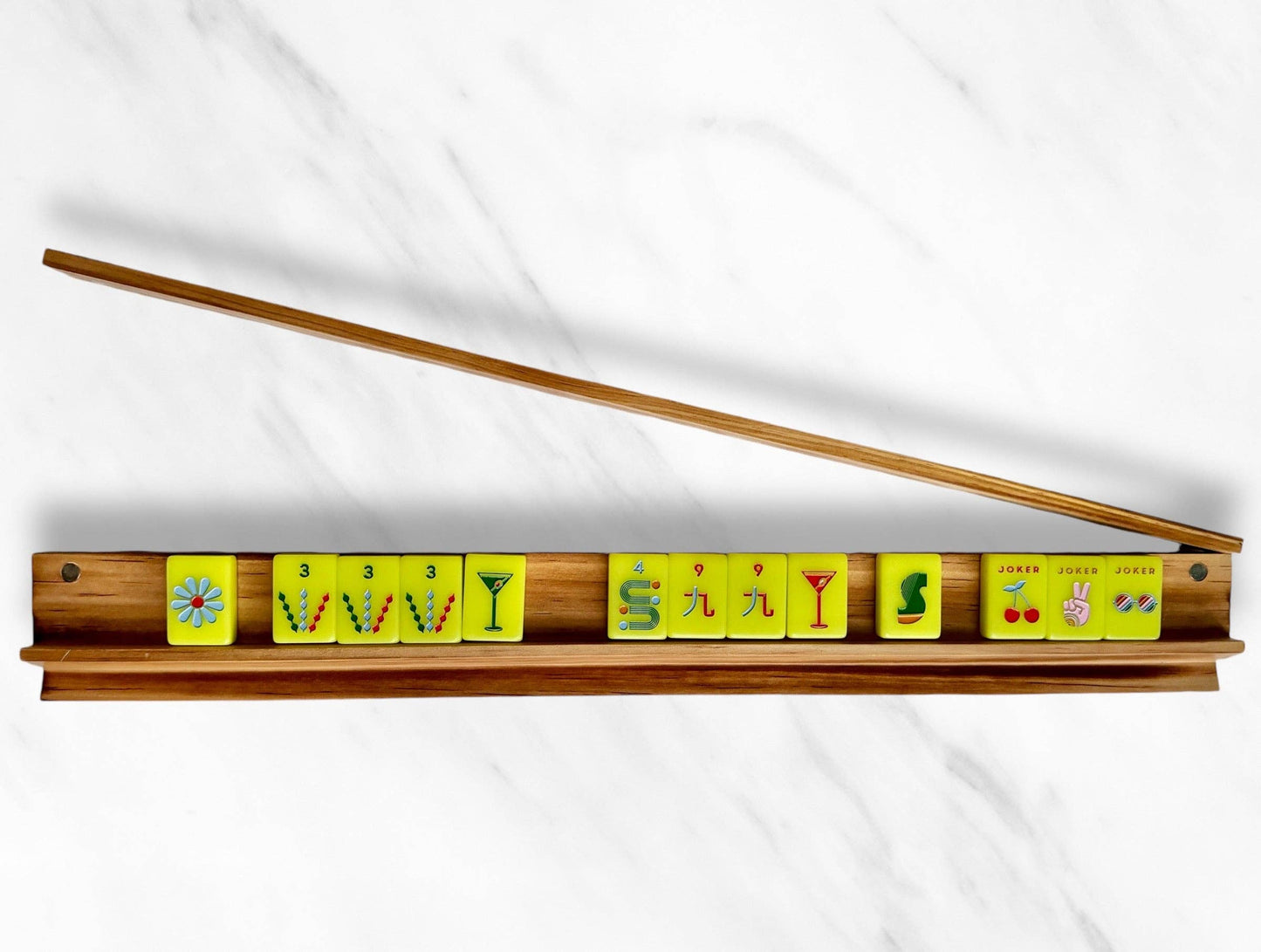 Peace Love Mahjong - Mahjong Racks & Pushers (Set of 4) OAK