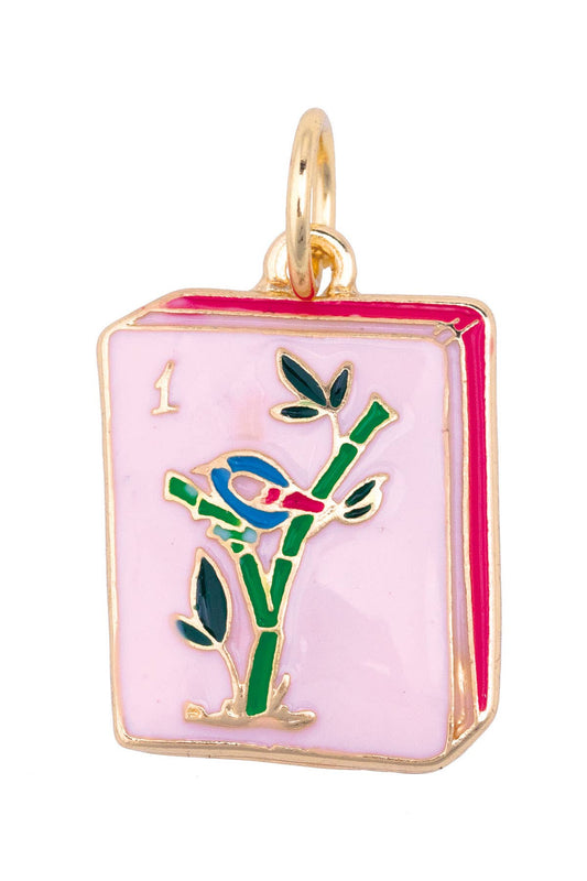 Canvas Style - Mahjong Enamel Tile Charm in Pink