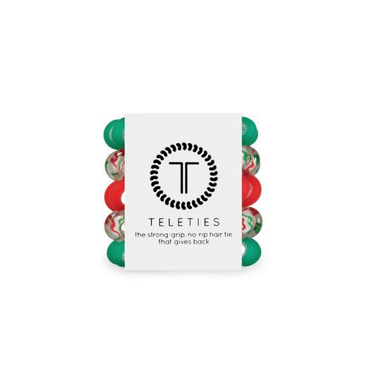TELETIES - Spiral Hair Coils | Tiny | Santa Baby Hair Ties