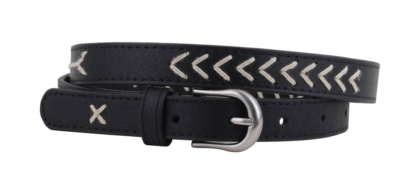 Most Wanted USA - Western Stitched Skinny Leather Belt