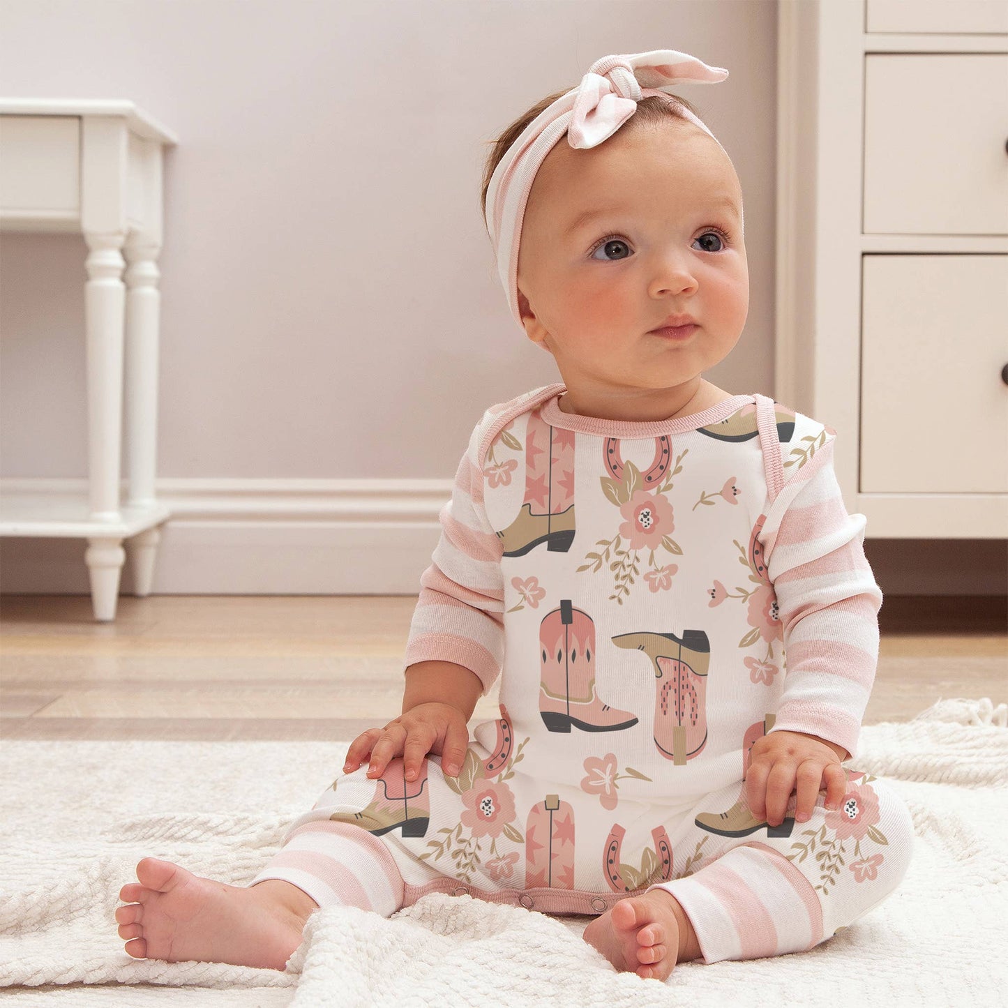 Tesa Babe - Baby Girl's Cowgirl Boots Cotton Romper