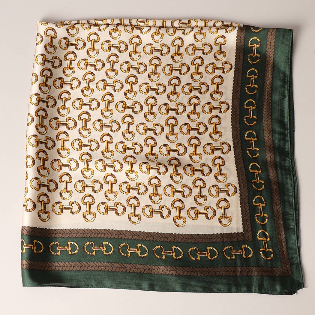 Fashion City - Satin Horsebit Print Light Weight Soft Scarf