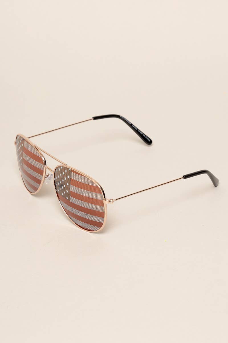 Fashion City - USA American Flags Aviator Sunglasses
