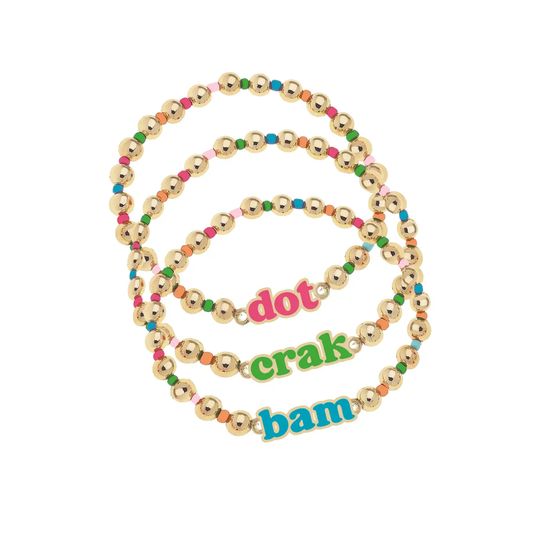 Canvas Style - Dot Crack Bam Rainbow Ball Bead Stretch Bracelet Set of 3