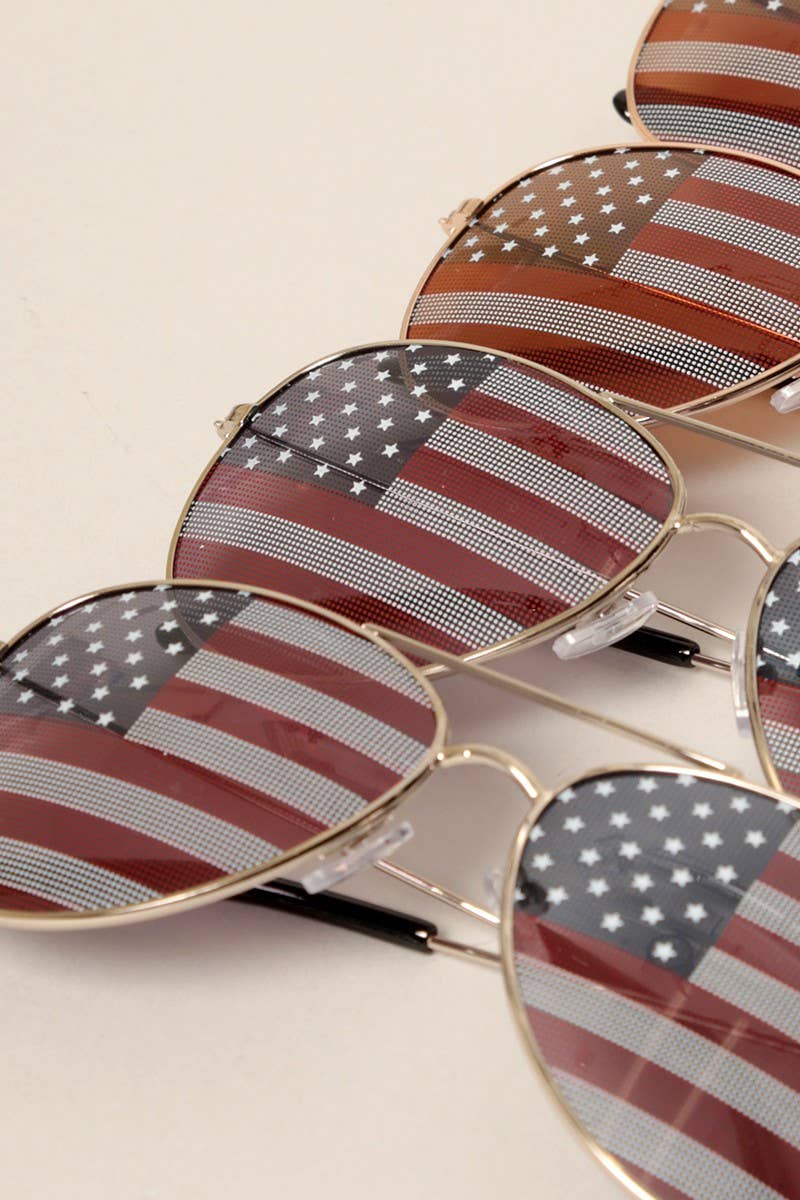 Fashion City - USA American Flags Aviator Sunglasses