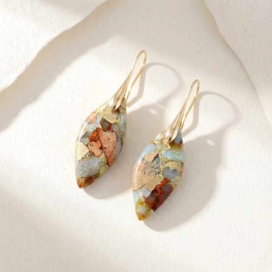 Cape Diablo - Terra Hues Leaves Jasper Earrings