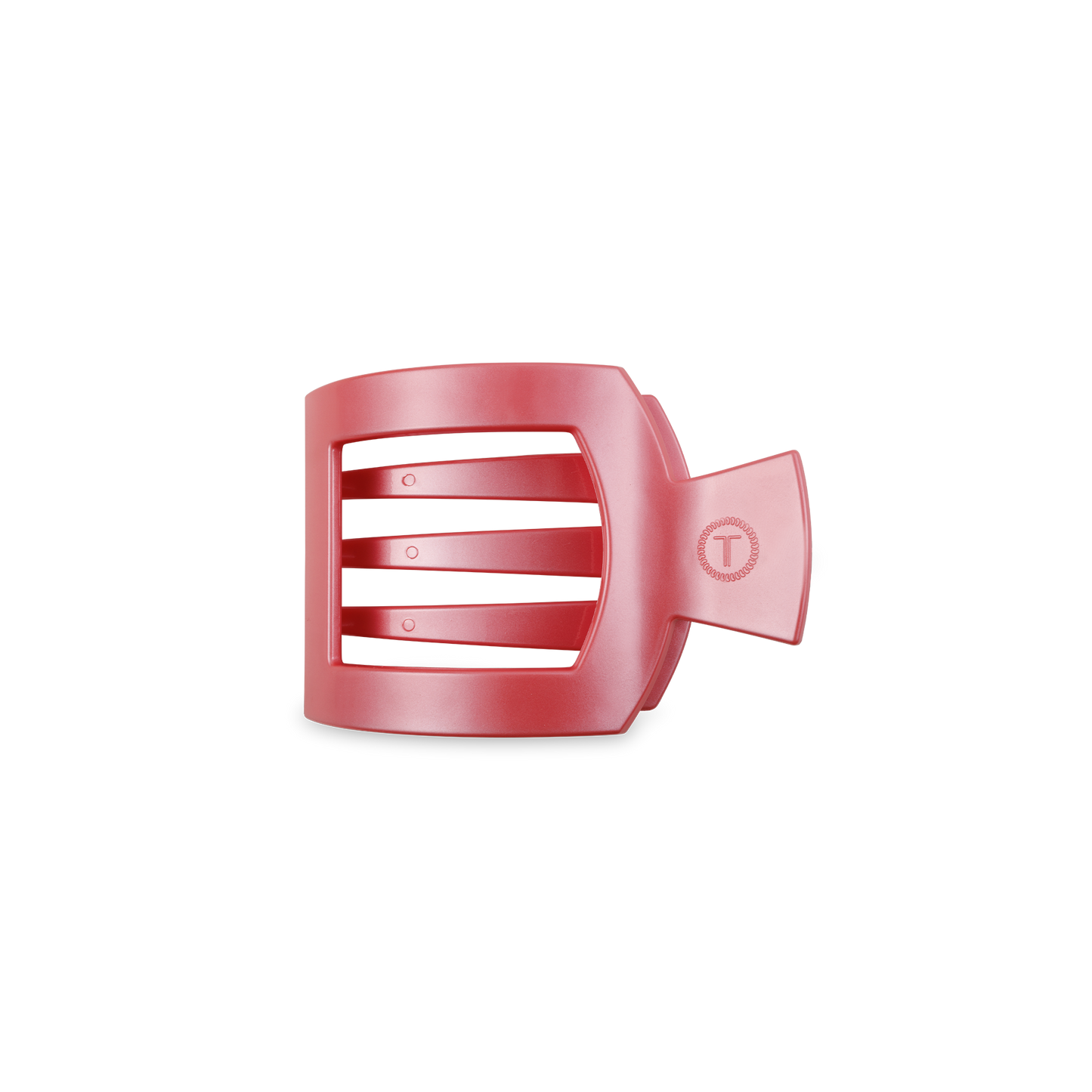 TELETIES - Square Flat Hair Clip | Small | Calming Coral