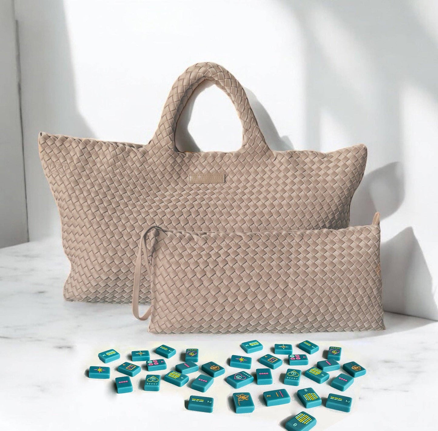 Peace Love Mahjong - Woven Mahjong Carryall - 6 Colors