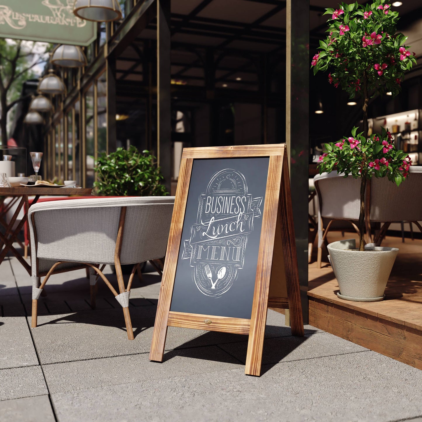 Flash Furniture - HBCY Rustic Brown Wooden A-Frame Magnetic Chalkboard